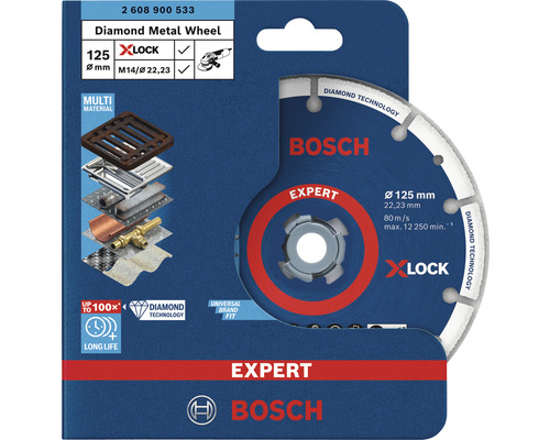Bosch Professional Expert diamantdoorslijpschijf voor metaal, Ø 125 x 22,23 mm, Multi Construction, X-LOCK opname