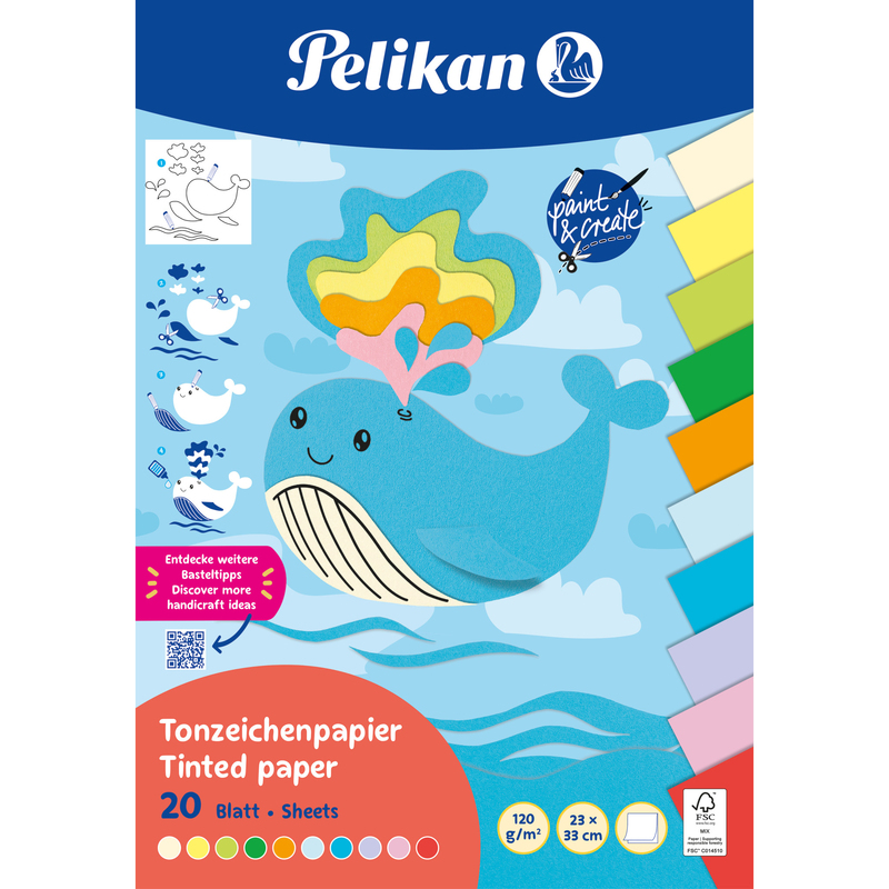 Pelikan Tonzeichenpapier Summer, 23 x 33 cm, assortiert, 20 Blatt