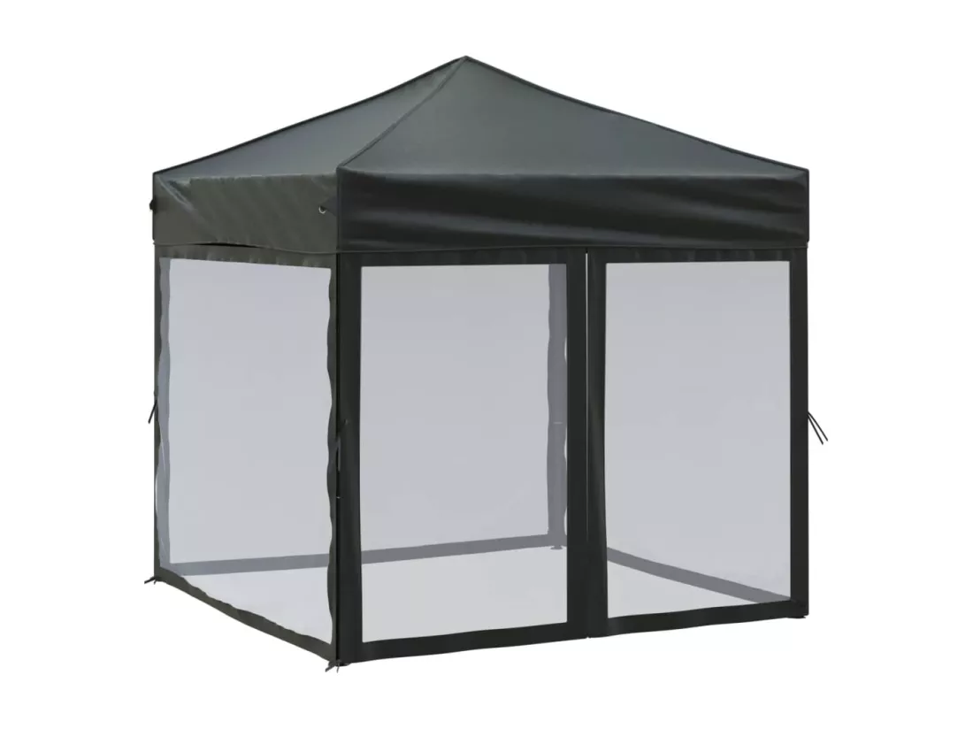 Tente de réception pliable avec parois Noir 2x2 m