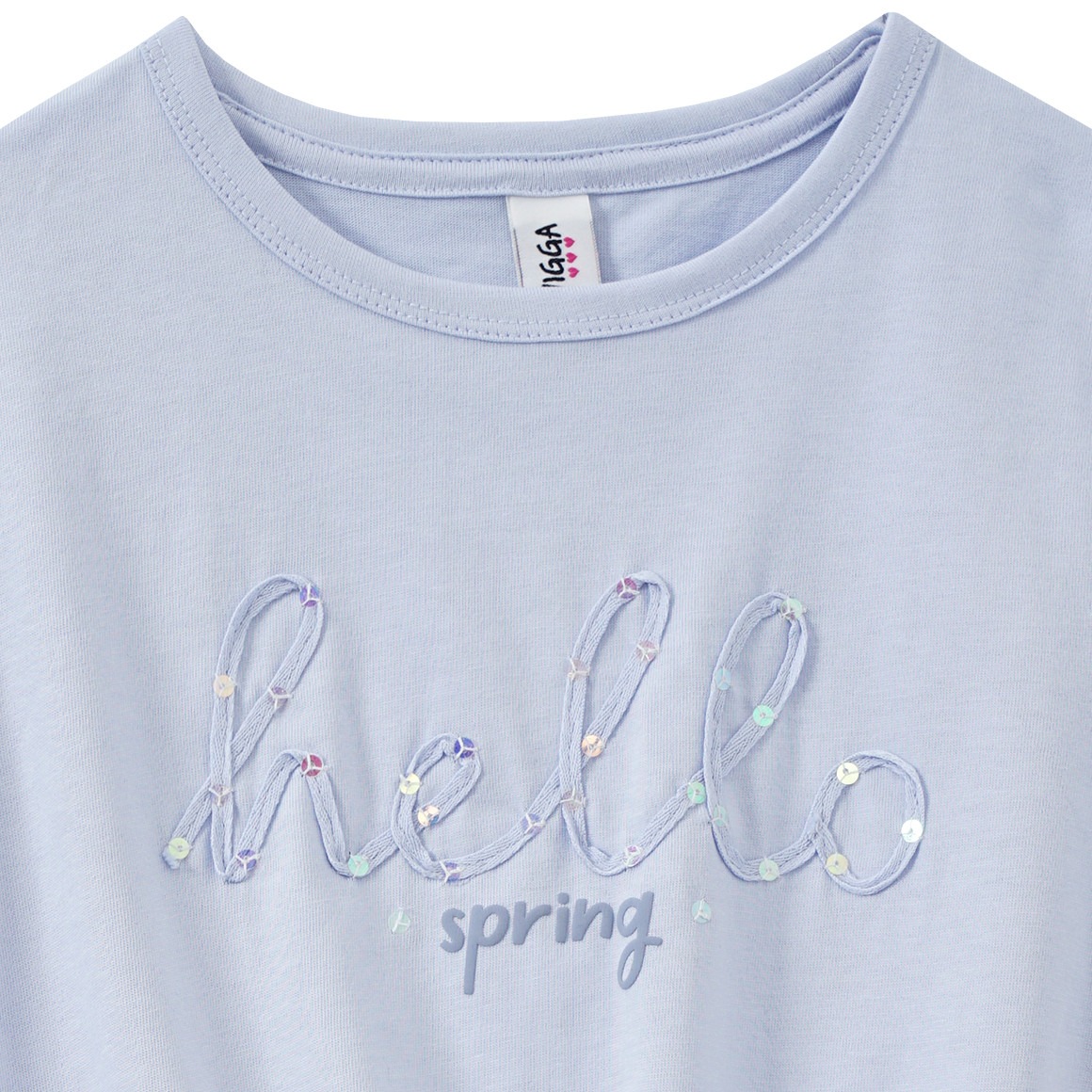 Yigga Mädchen T-Shirt mit Pailletten hellblau