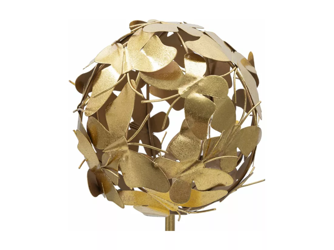 Sculpture en métal doré avec papillons en vol, design élégant, Ø 19,5x40,5 cm