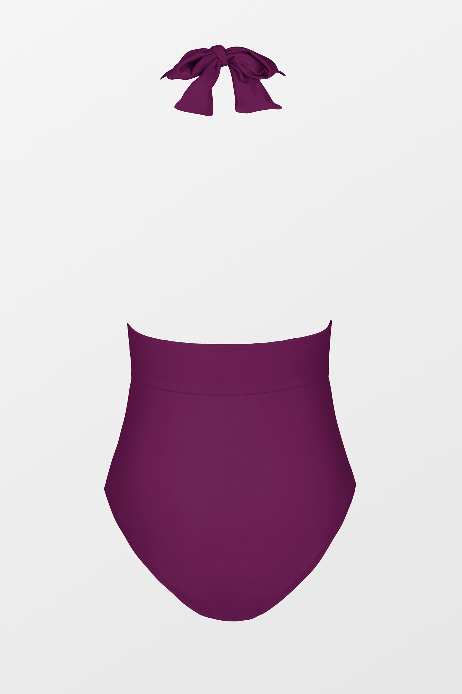 Maillot de bain une pièce ventre plat à col licou ruché pourpre