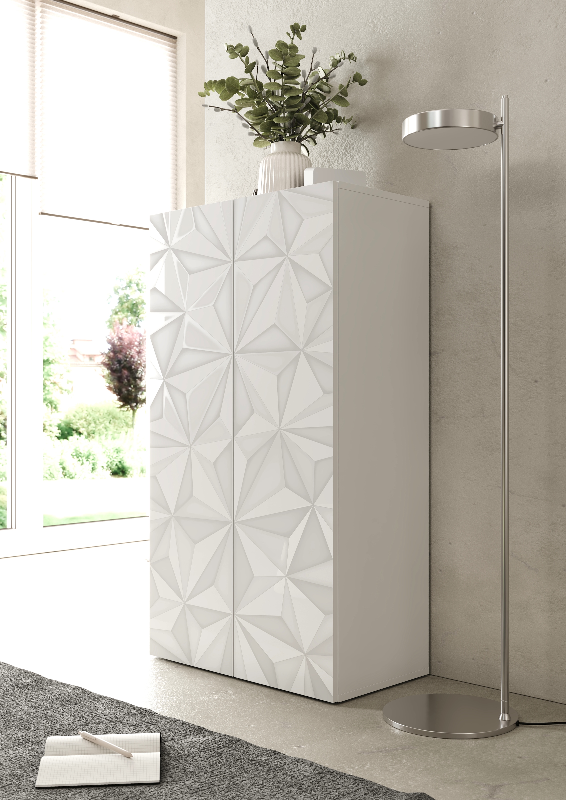 INOSIGN Aktenschrank »Prisma, Breite 63 cm, Höhe 114 cm, 2 Türen (2 Einlegeböden)« Büroschrank, Mehrzweckschrank, Front mit Siebdruck
