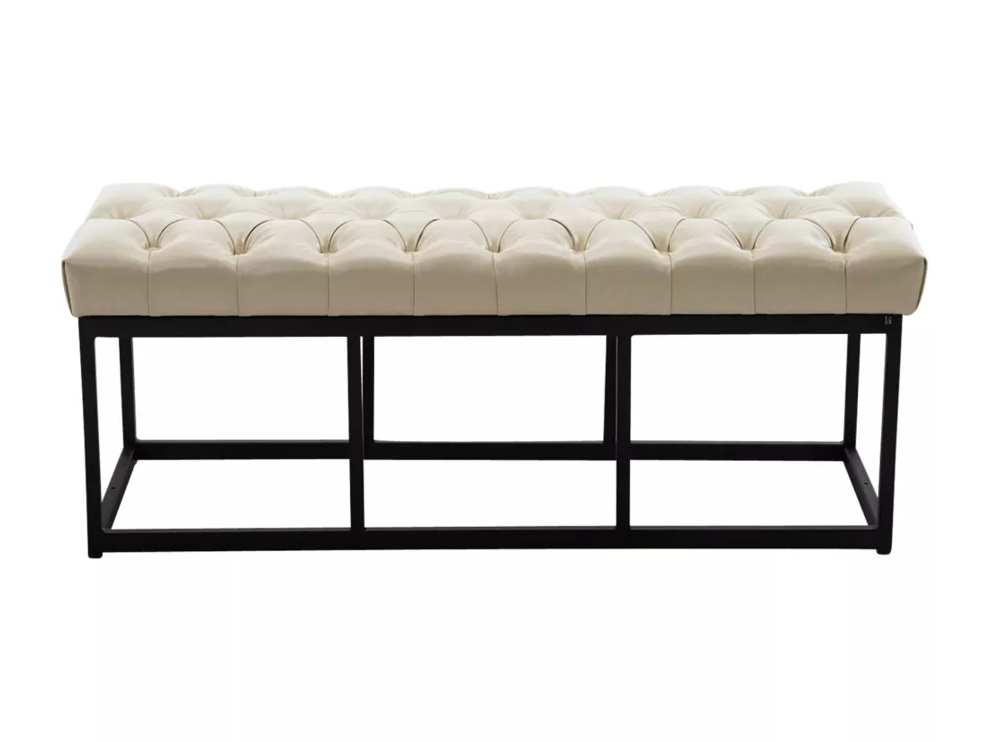Banquette - Similicuir & Métal noir mat - Crème - Amun