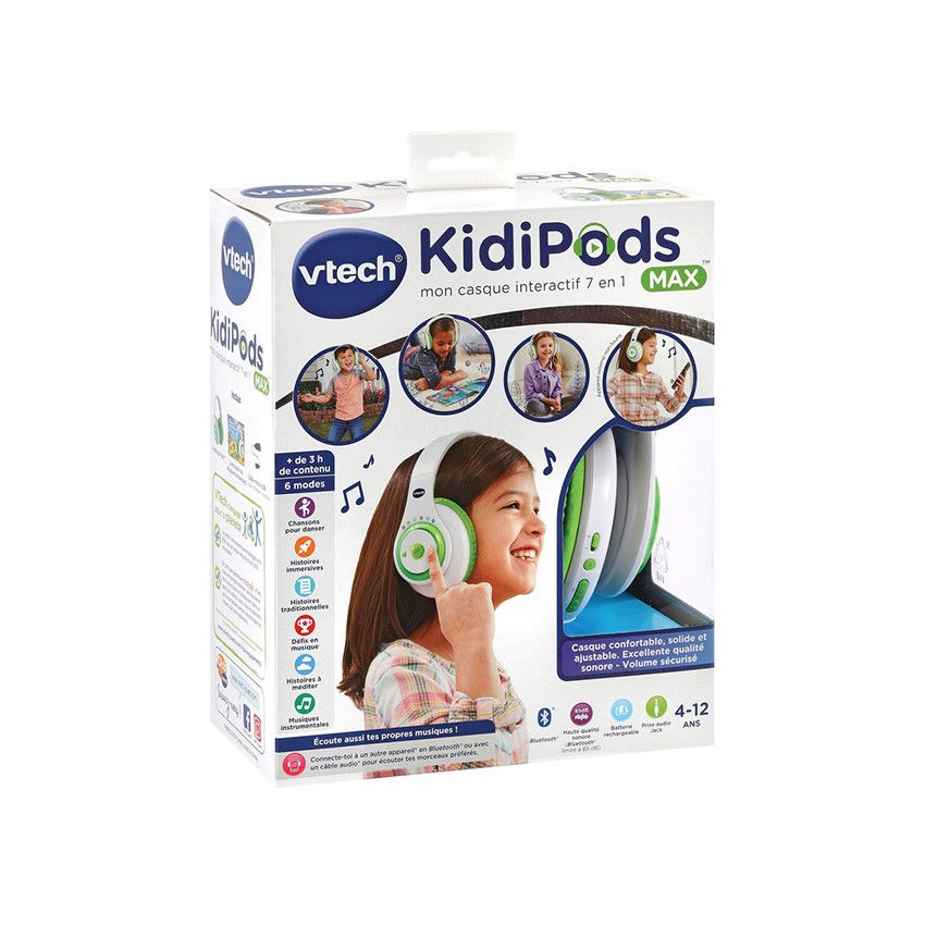 Casque interactif Kidipods Max 7-en-1 - Vert - Ecru
