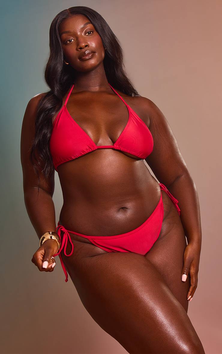 Rouge Bas De Bikini Grande Taille Mix & Match À Nouer Sur Les Côtés