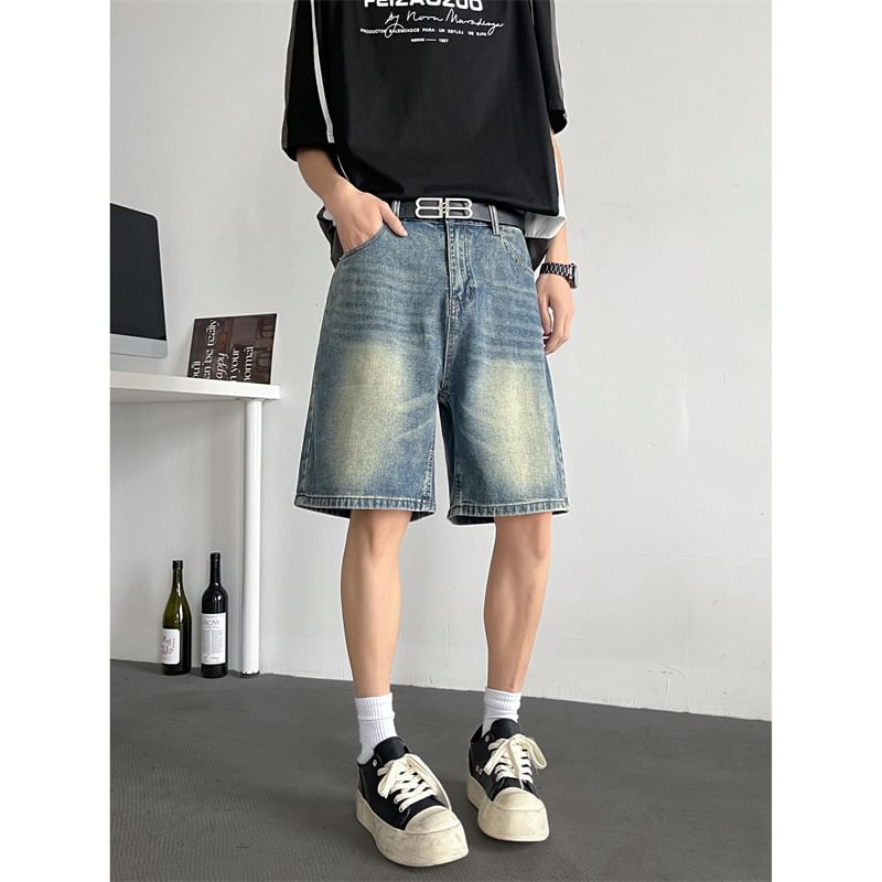 Plummie - Mid Rise Washed Denim Shorts