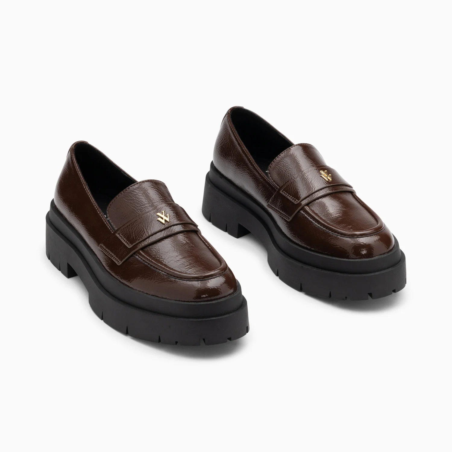 Mocassins, Derbies, Ballerines-Mocassins Rosalie marron à plateforme crantée