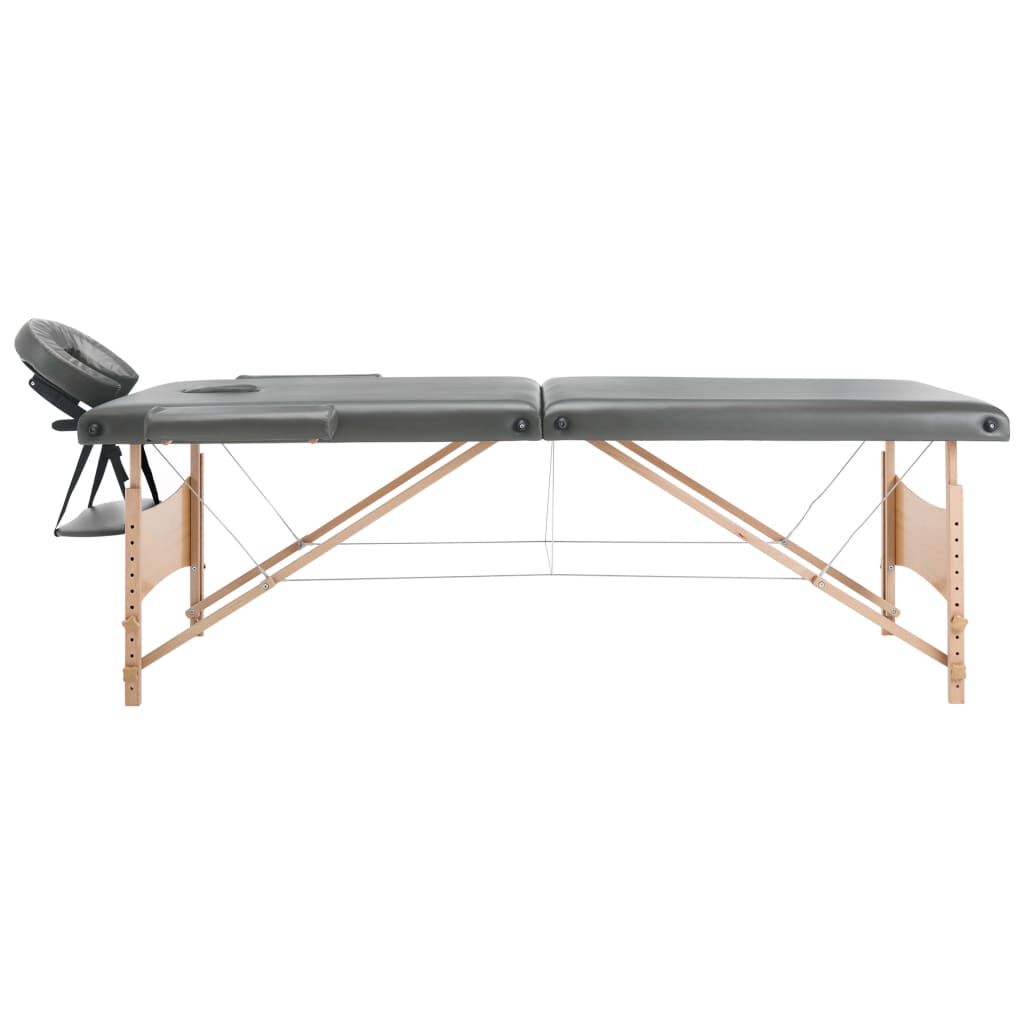 vidaXL 2-zone massagetafel met houten frame, antraciet, 186x68cm
