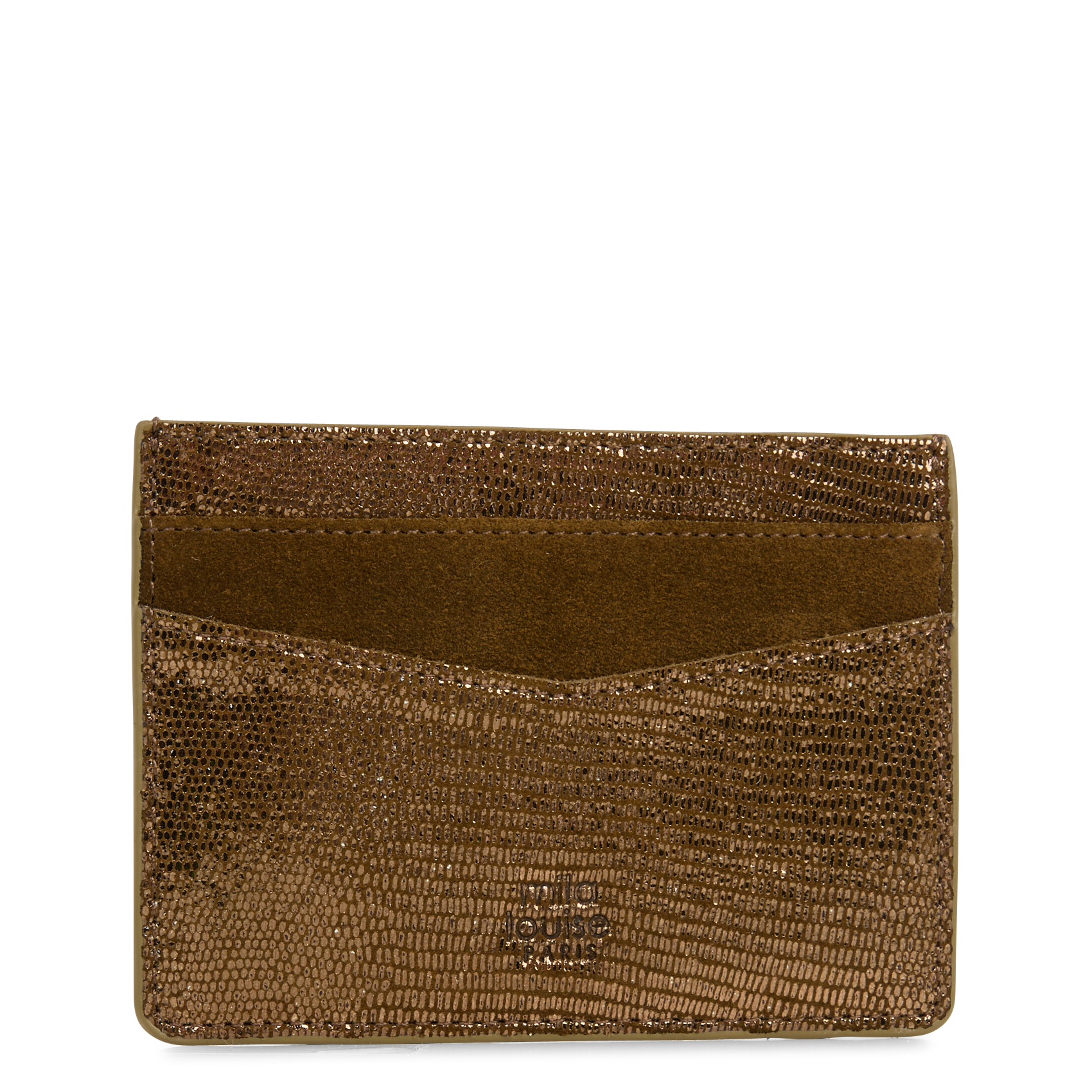 OLAE - Porte-cartes en cuir métallisé | Kaki