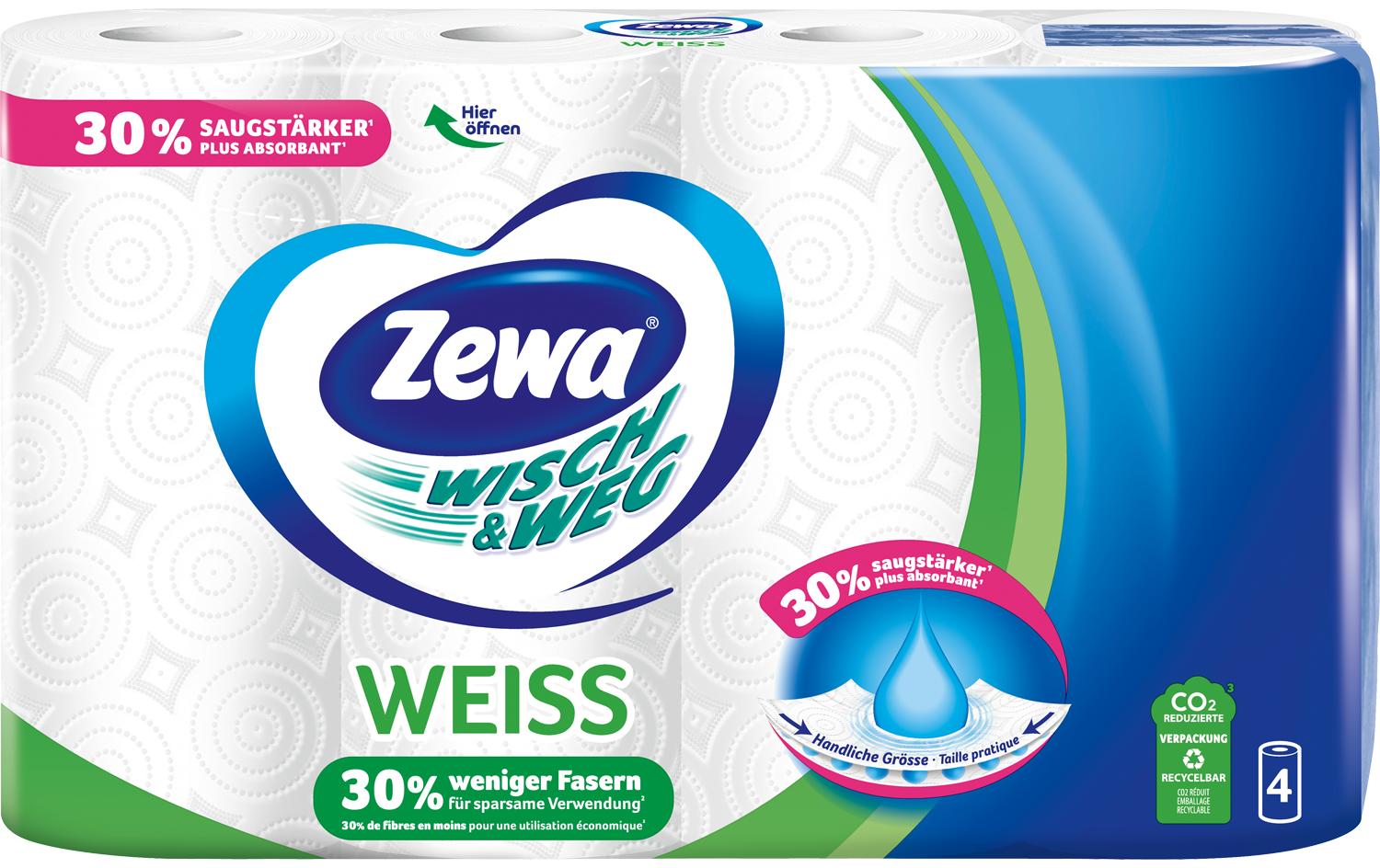 Haushaltspapier Wisch & Weg 4 StückWeisse Küchenrollen für die tägliche Reinigung