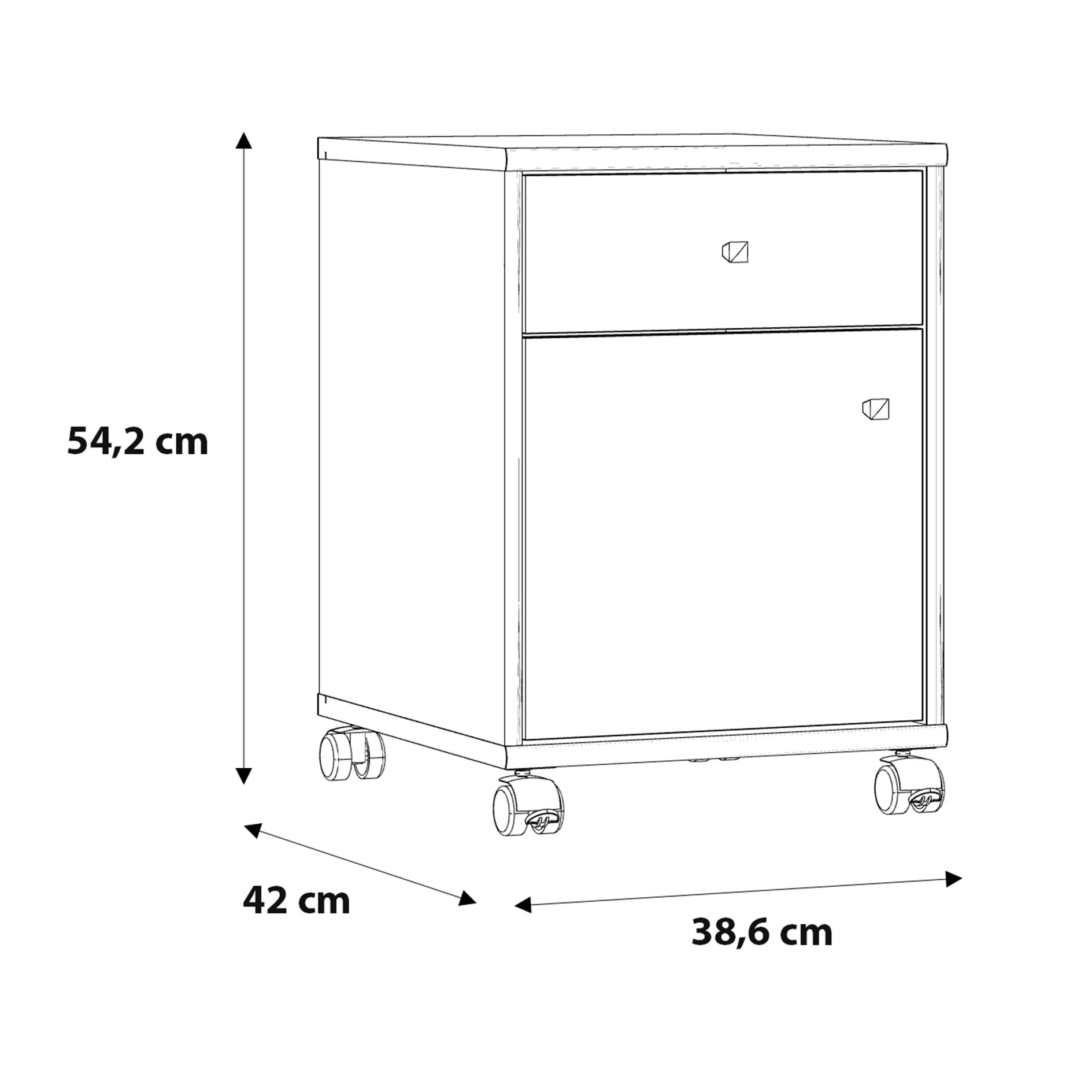 Rollcontainer - Artisan Eiche - 54,2 cm hoch