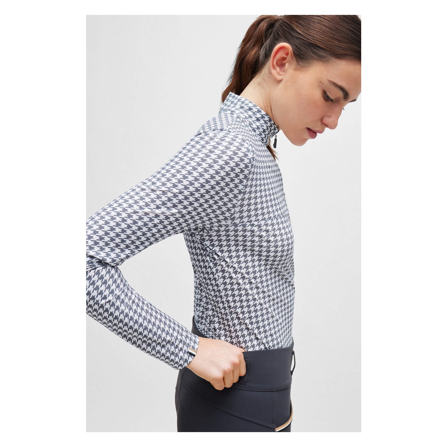 BOSS EQUESTRIAN Trainingsshirt Rachel Houndstooth  - grey