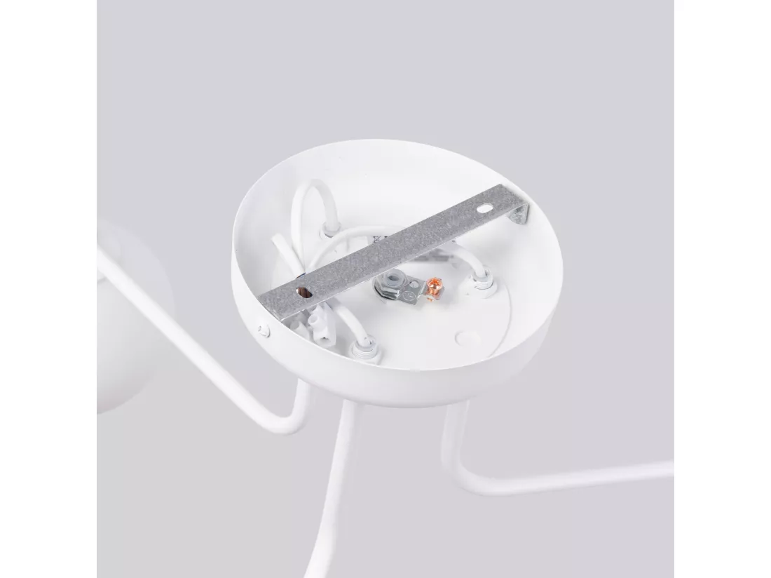 Lustre Astral minimaliste en acier/verre - 3 sources lumineuses - L.62 x H.29 cm - blanc