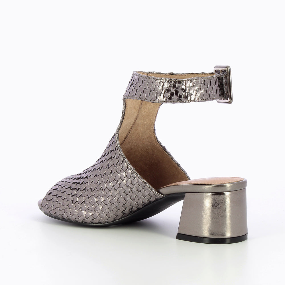 Sandales à talon, Compensées-Sandales Manuëlla anthracite tressées peep-toe