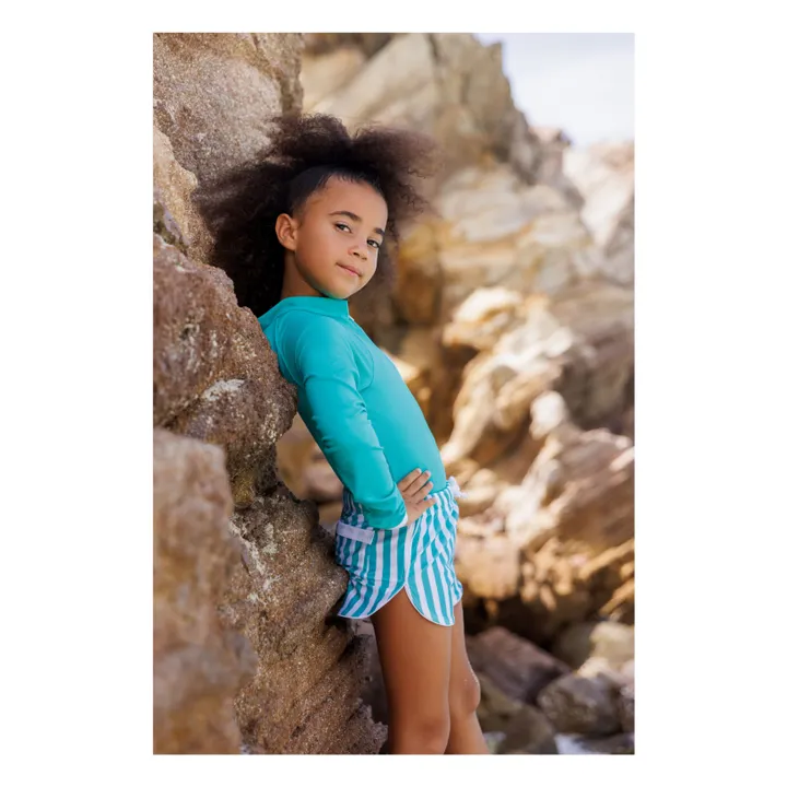 Juillet Juillet Short de Bain Anti-UV Flamands Rayé | Turquoise
