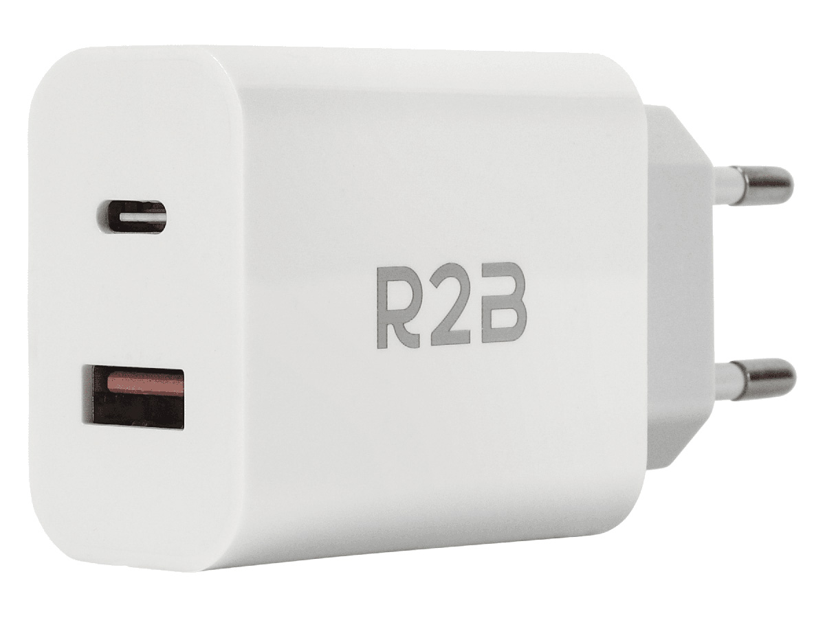 R2B 20W Witte USB A & USB C Oplader