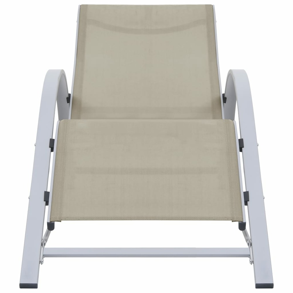 Transat chaise longue bain de soleil lit de jardin terrasse meuble d'extérieur textilène et aluminium crème