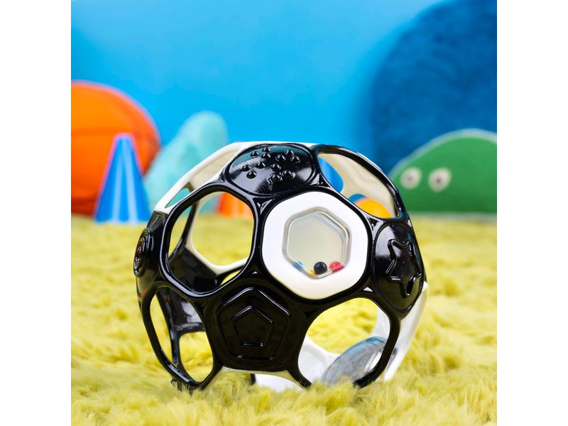 Oball Beschäftigungsspielzeug Fussball Schwarz/Weiss Fussballrassel für Kinder
