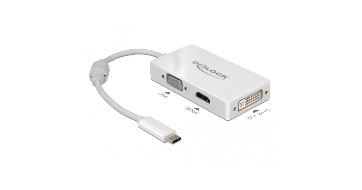 DeLOCKUSB-C > VGA / HDMI / DVI adapter  (Wit, 0,13 meter)