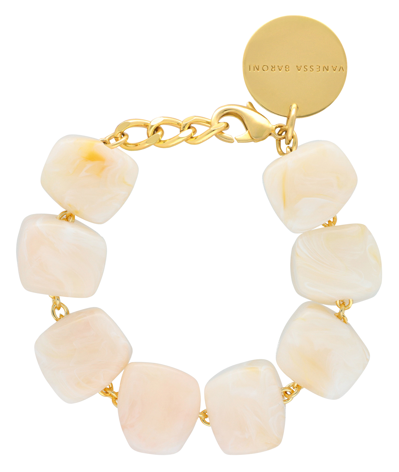 ORGANIC SHAPED - Bracelet réglable pierres | Blanc