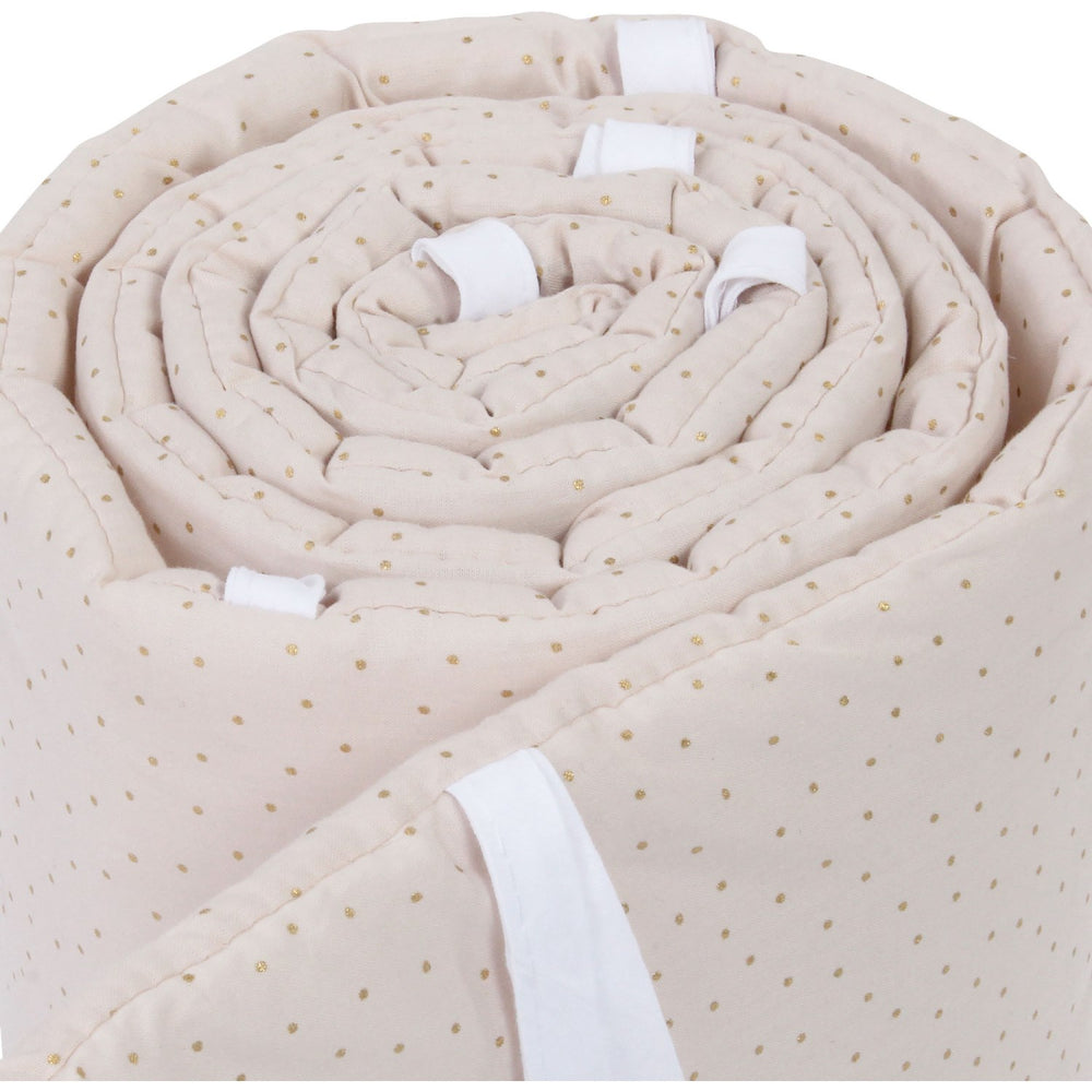 Køb babybay ® Beige Glitter Dots Gold Sengerand Økologisk Bomuld Royal