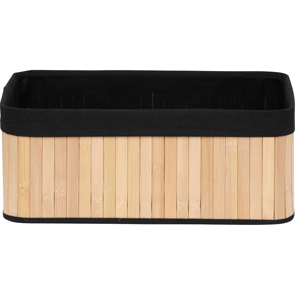 Corbeille à linge rectangulaire bambou noir 40x16x28cm
