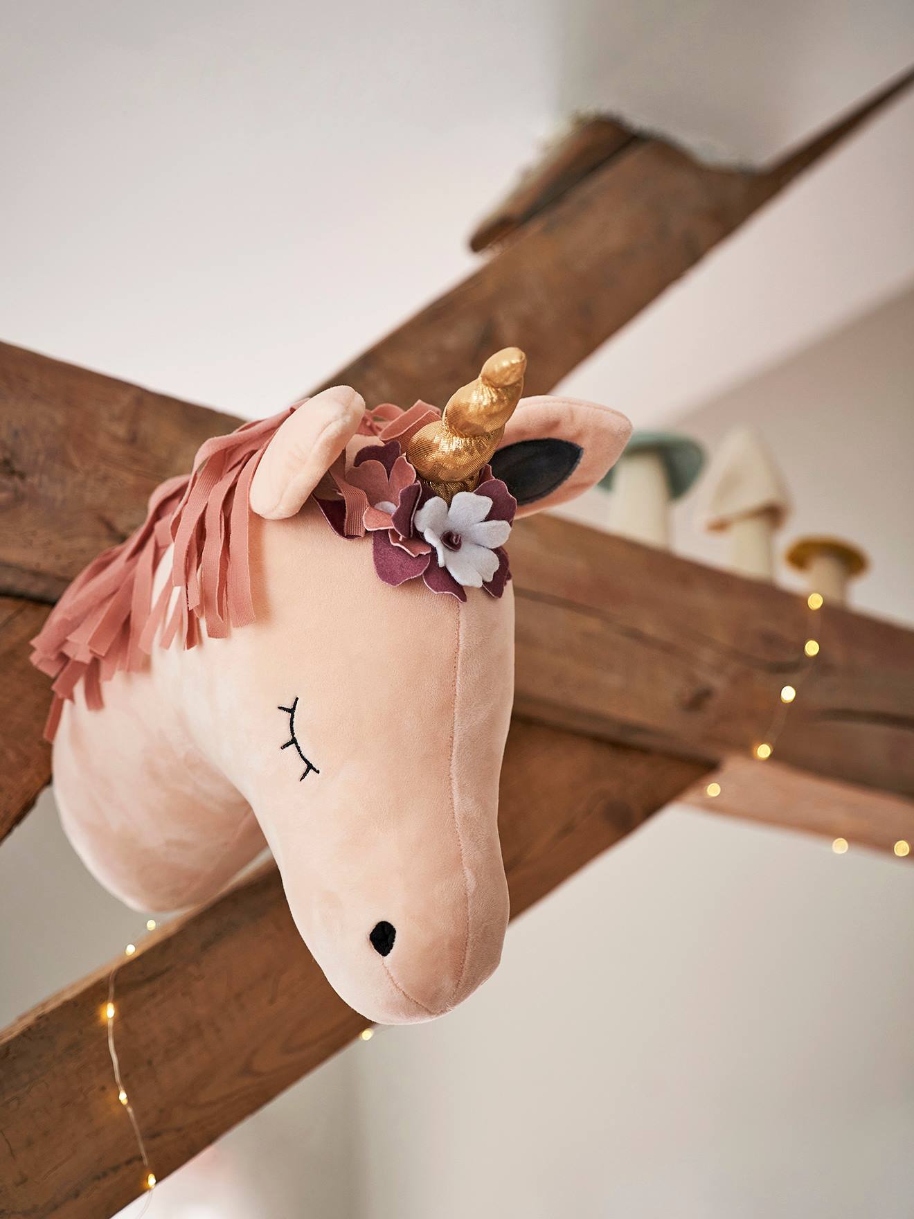 Decoração de parede de unicórnio bicolor rosa claro/multicolorida