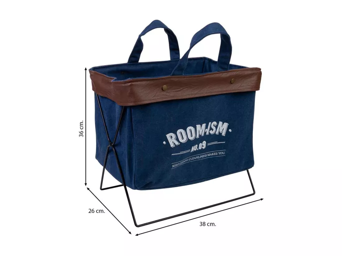 Panier de rangement en métal et tissu 38x26x36