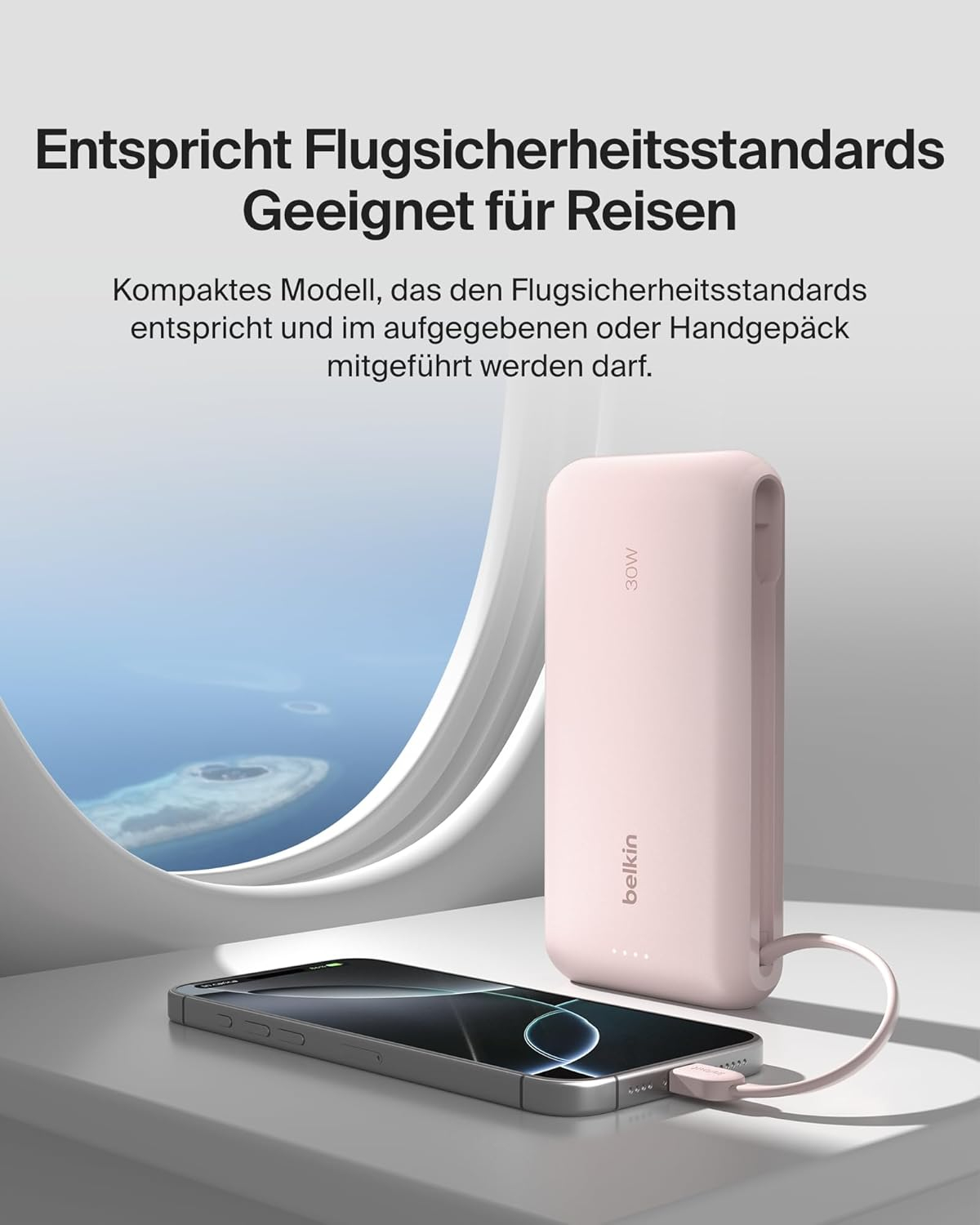 (30W) 20000mAh BoostCharge Powerbank USB C / USB A Ladegerät inkl. USB C Ladekabel Power Delivery (BPB024hqPK) - Rosa