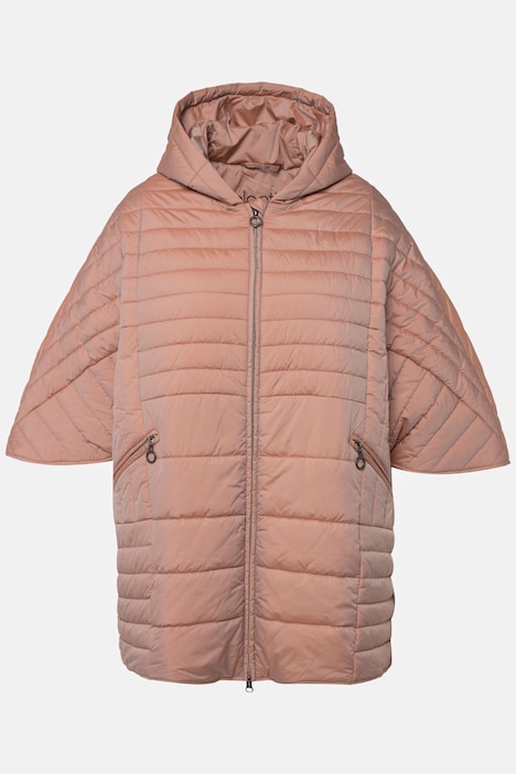 Stepp-Cape, extraweit, Kapuze, 2-Wege-Zipper, Langarm