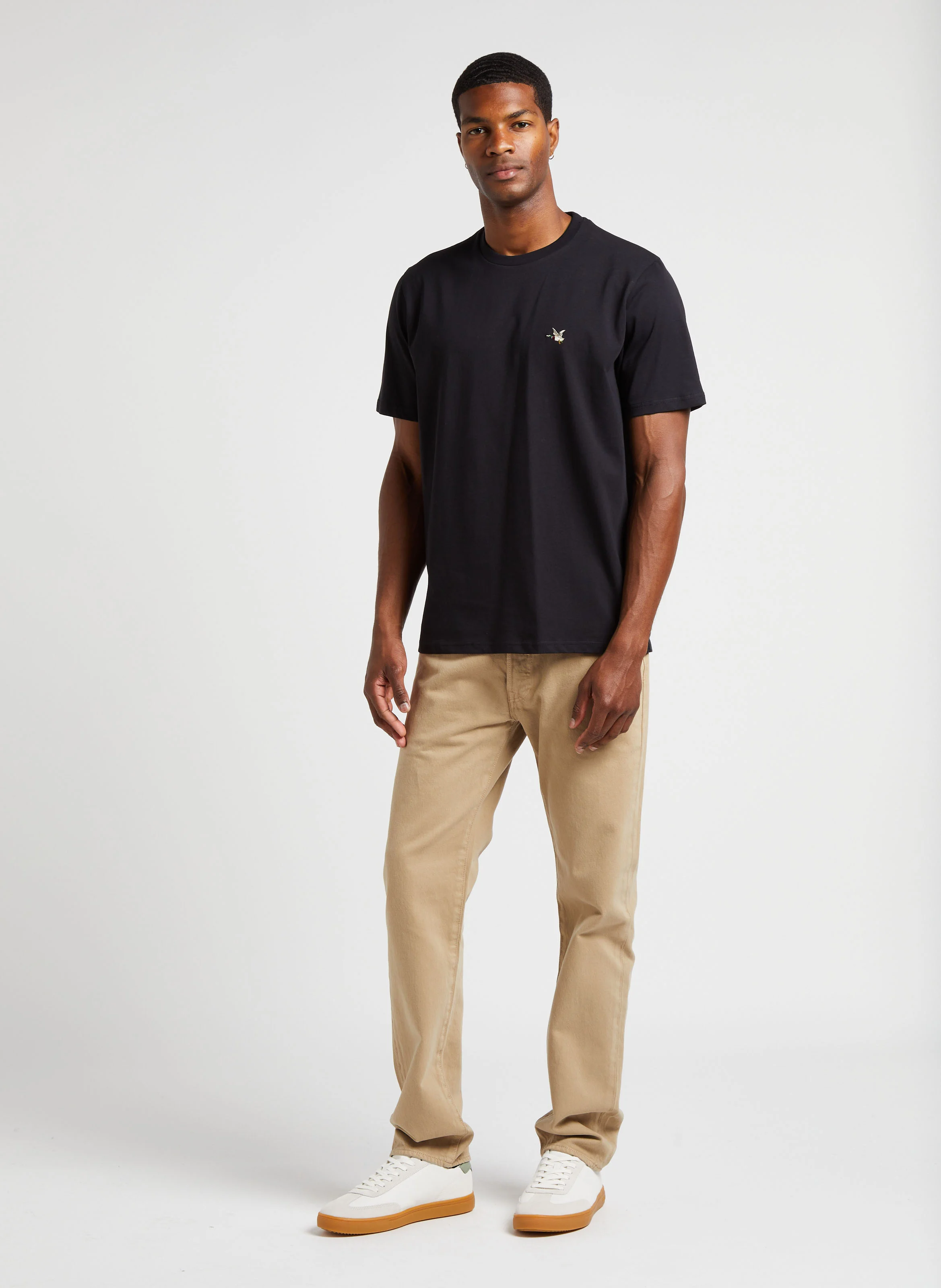 NEW T-TOG'S - Tee-shirt droit col rond brodé en coton | Noir