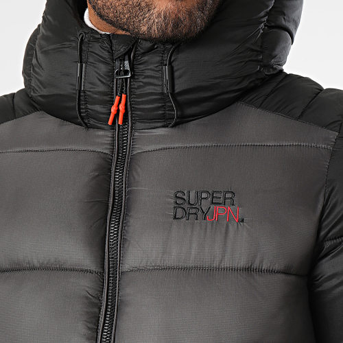 Doudoune Capuche Colour Block M5011752A Noir Gris Anthracite
