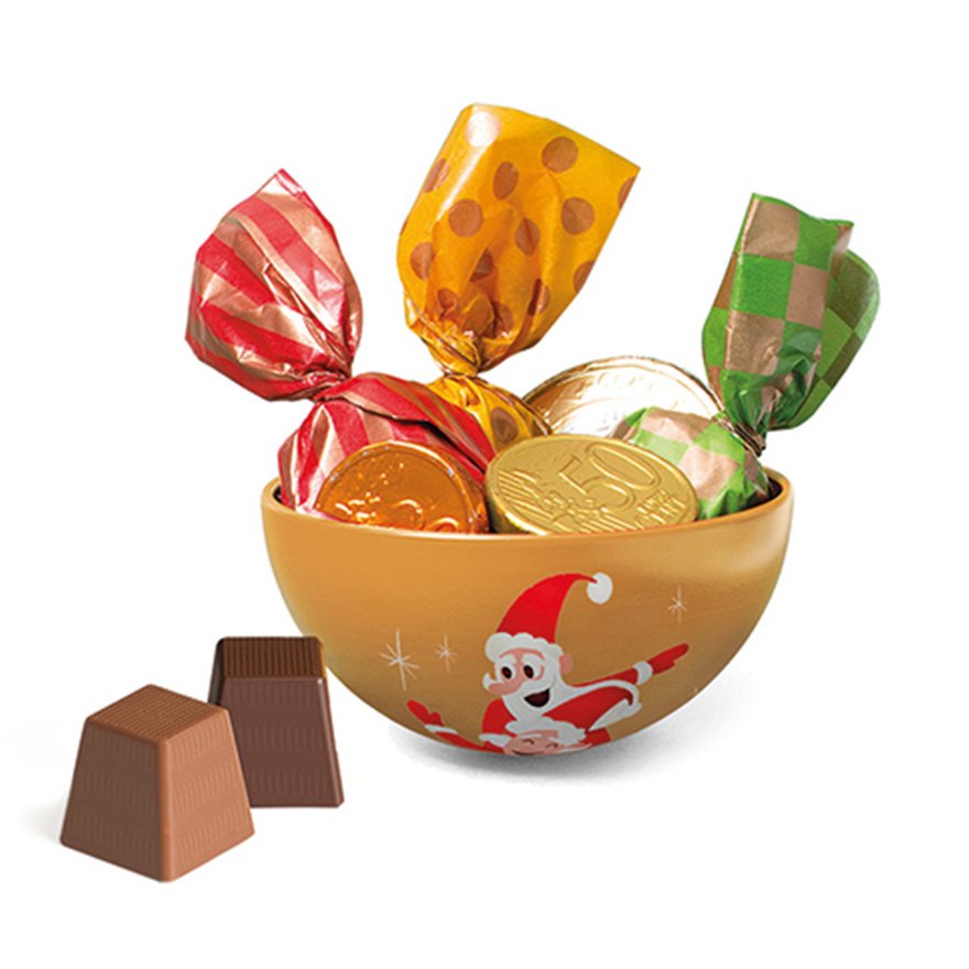 Boule de Noël Rouge garnie de chocolats
