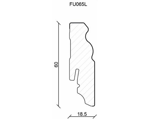 Plint wit gefolied FU065L 18,5x60x2400 mm