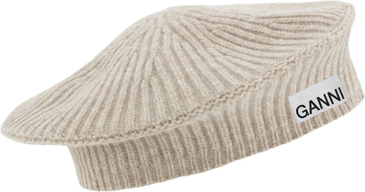 Ganni Structured Rib Beret Brazilian sand