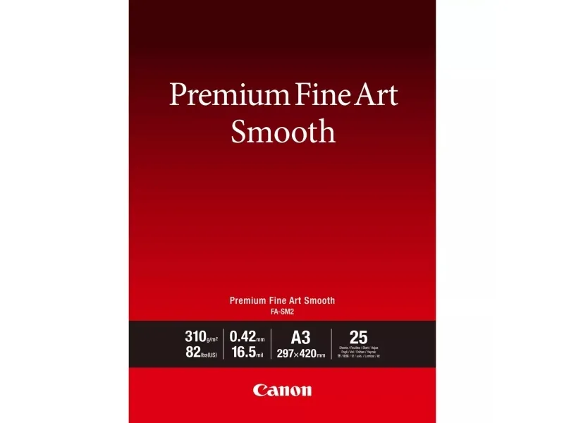 Canon Premium Fine Art FA-SM2 - Glat - 16,5 millioner - A3 (297 x 420 mm) - 310 g/m² - 82 pund - 25 ark fotopapir - for imagePROGRAF PRO-1000, PRO-300; PIXMA PRO-10S