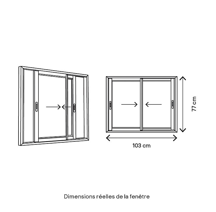 Fenêtre alu 2 vantaux coulissant GoodHome blanc - l.100 x h.75 cm
