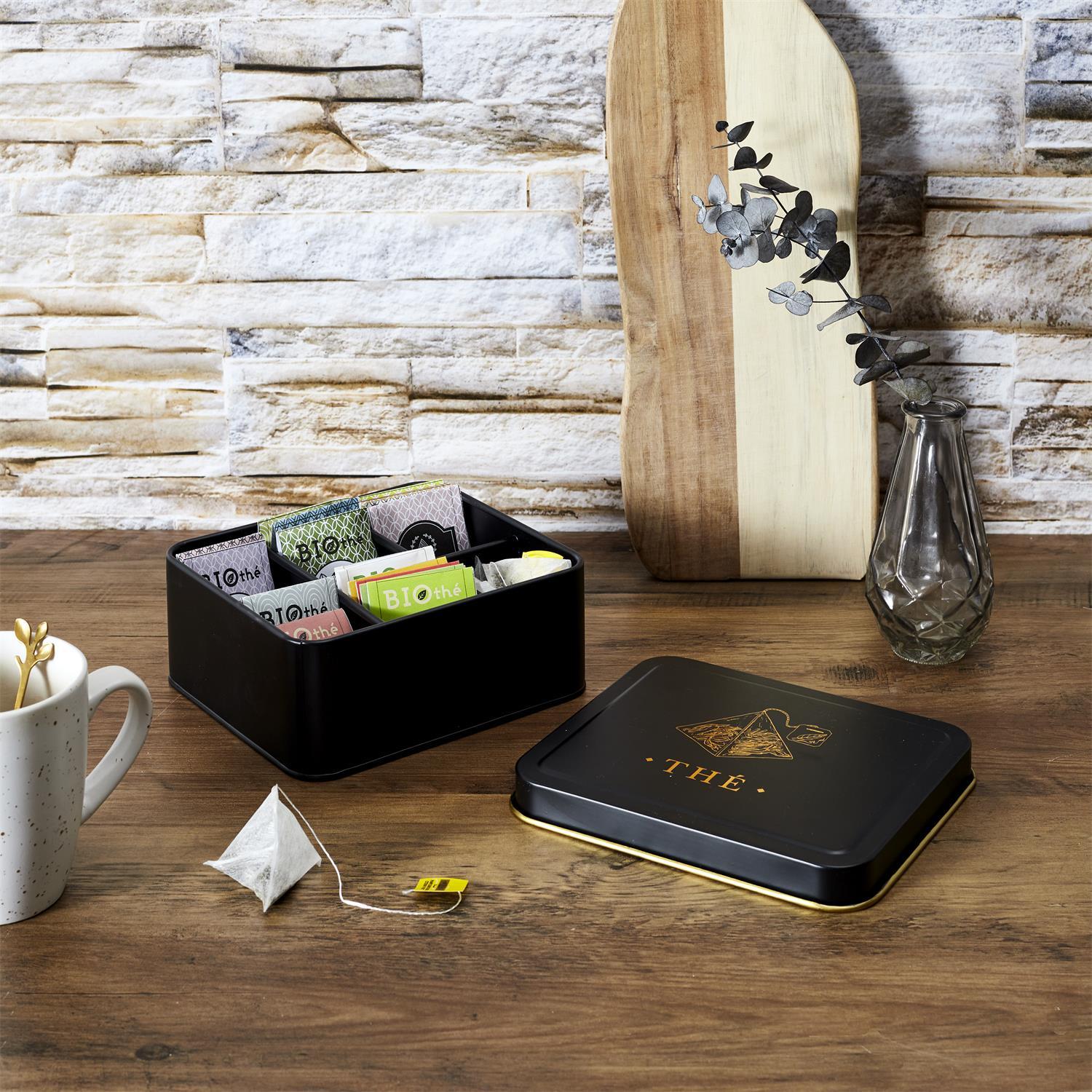 BOITE METAL NOIR ET DORE DOSETTE THE