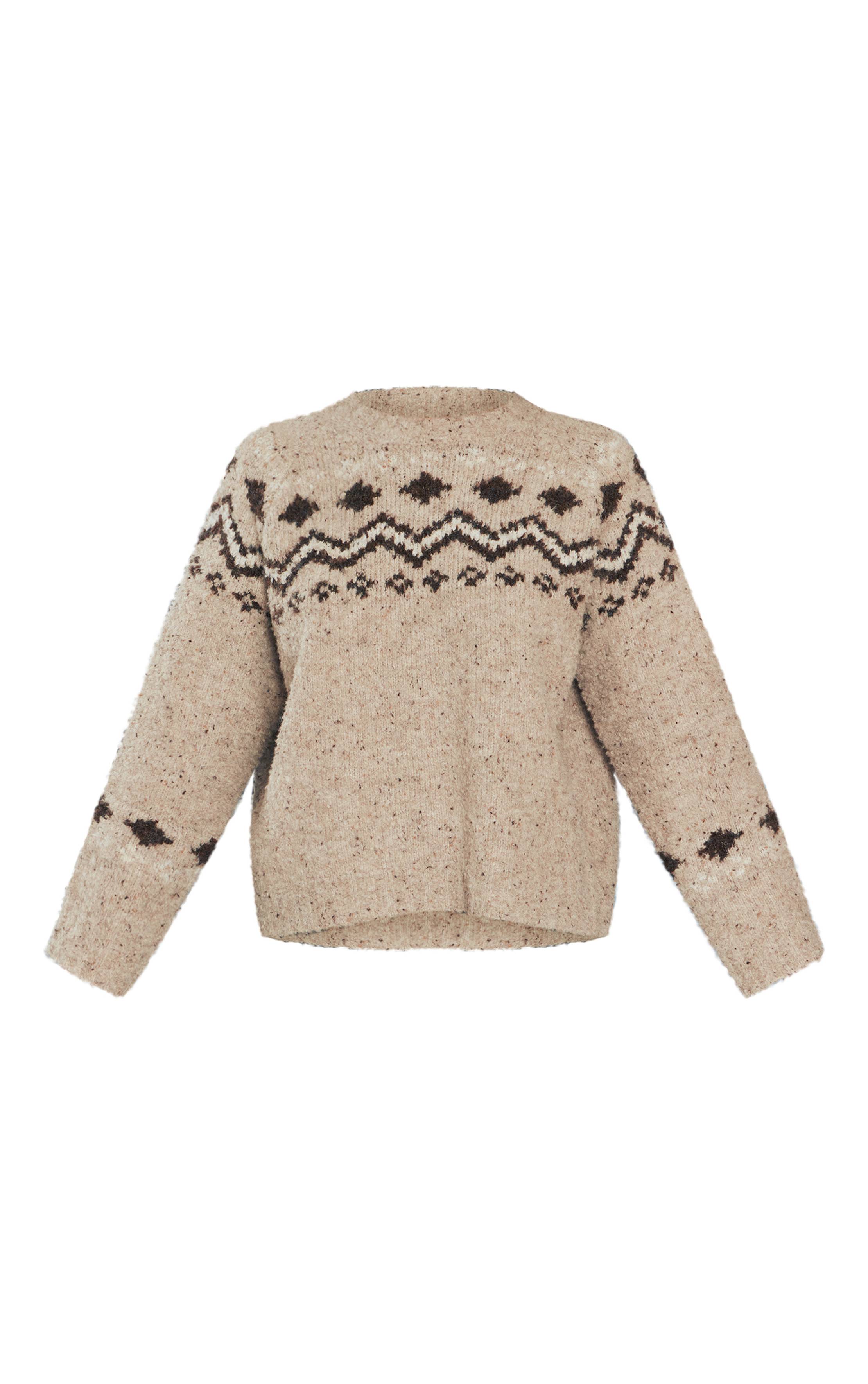Avoine Synthétiquell Tricoté Col Montant Motif Jacquard