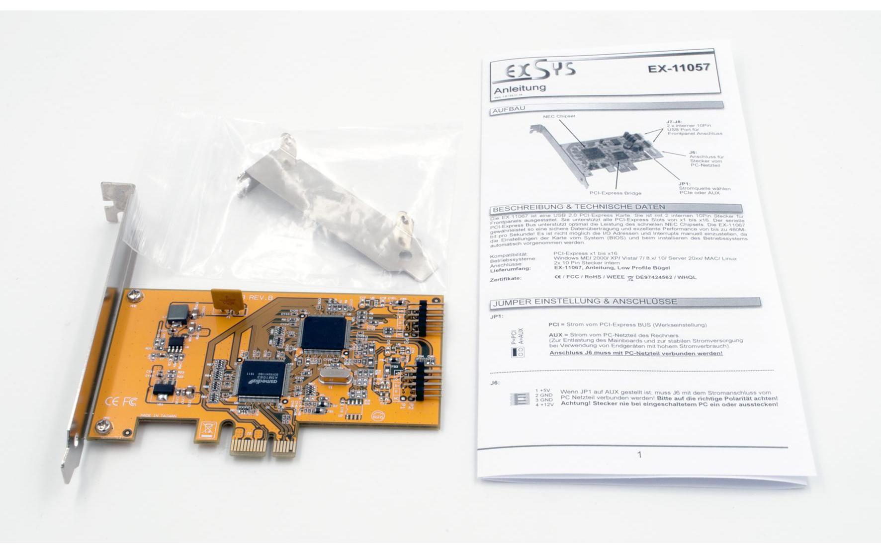 PCI-Express-Karte EX-11057PCIe-Karte mit drei USB-2.0-Anschlüssen