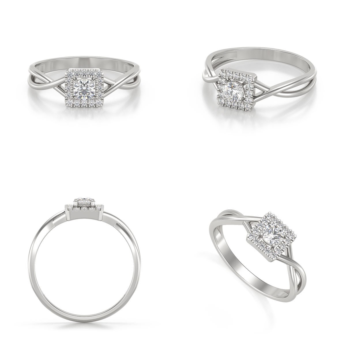 Bague Diamant en Or Blanc 18K - Luxe Moderne | Aden Boutique