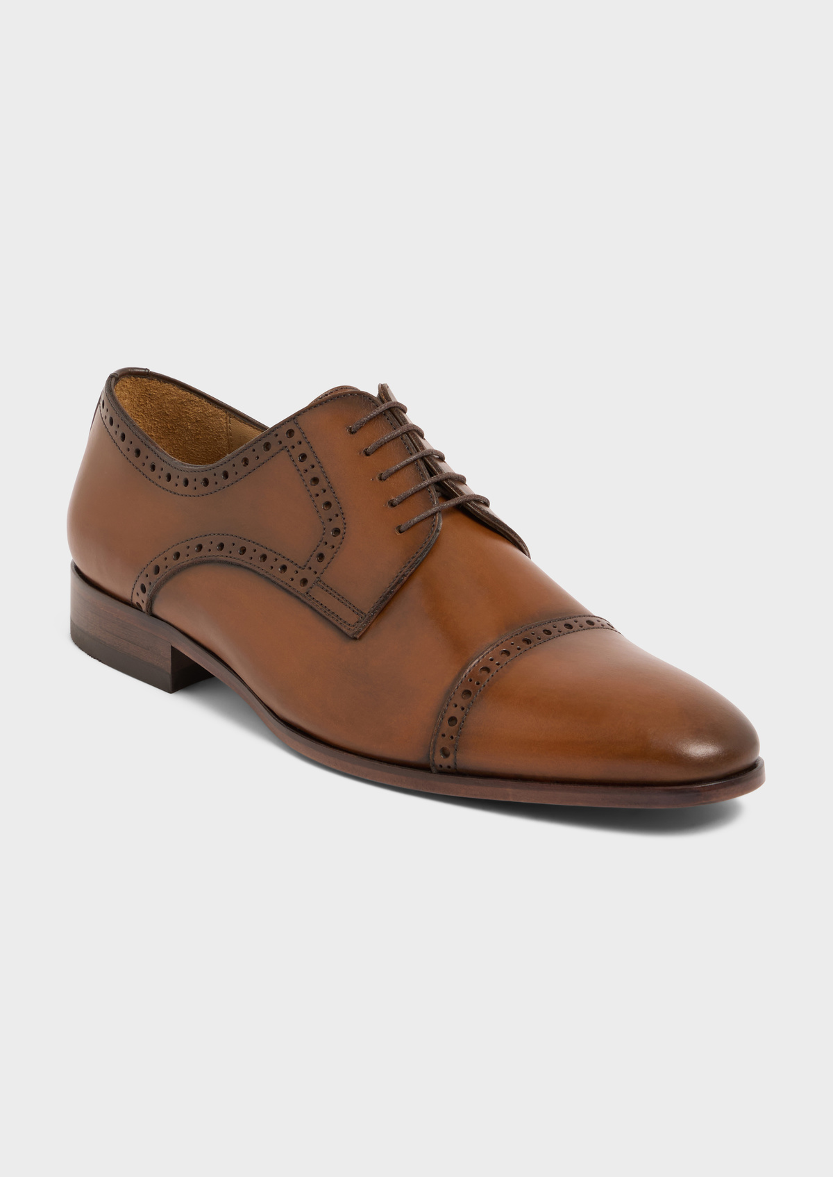 Derbies en cuir lisse cognac
