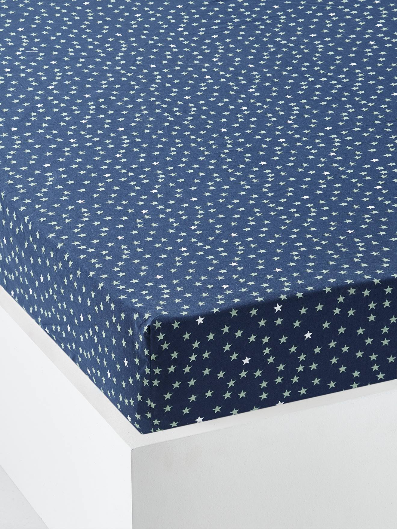 Lençol de elástico infantil Dream Big, estampa azul escura