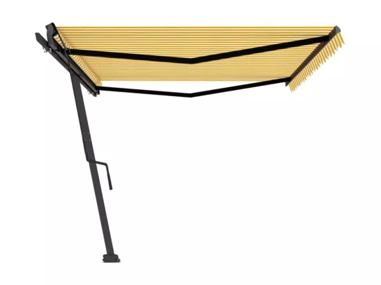 Auvent manuel rétractable sur pied 500x350 cm Jaune/Blanc