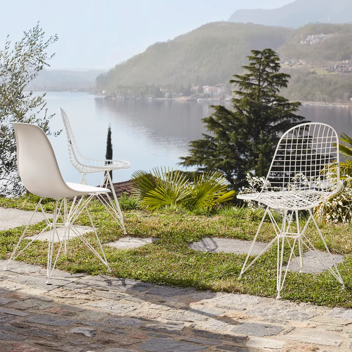 Vitra - Eames Plastic Side Chair DSR RE, meerblau / himmelblau (Kunststoffgleiter basic dark)