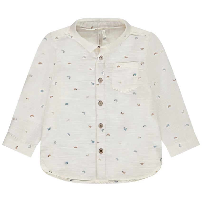 Chemise manches longues imprimé véhicules pour bébé garçon - Ecru