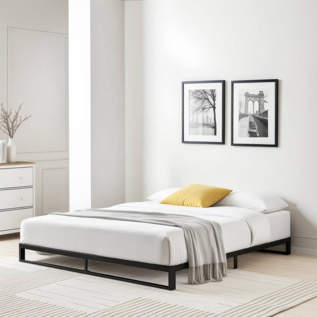 Shanaia Low-Profile Metal Platform Bed frame Hashtag Home