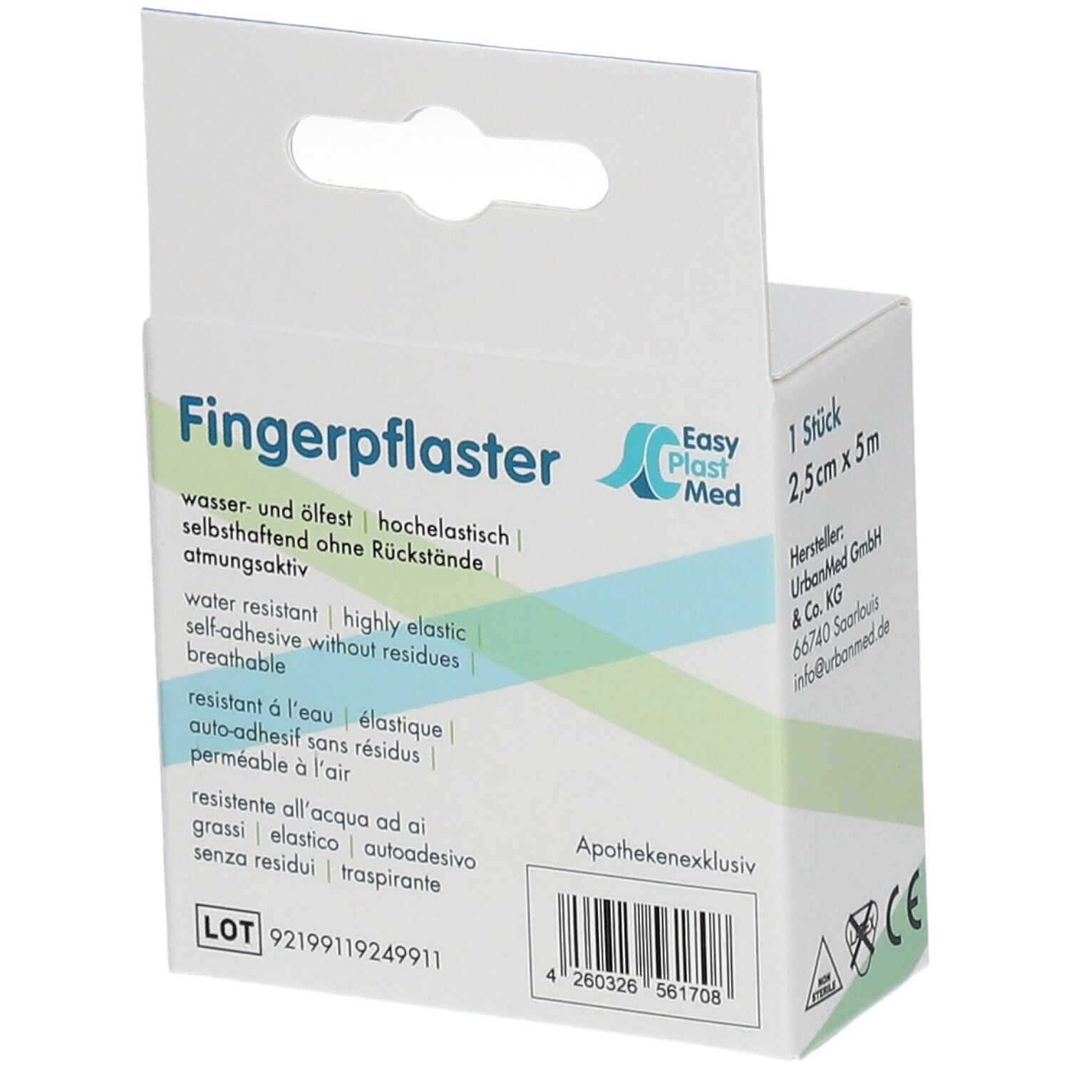 Easy Plast Med Fingerpflaster 2,5 cm x 5 m blau