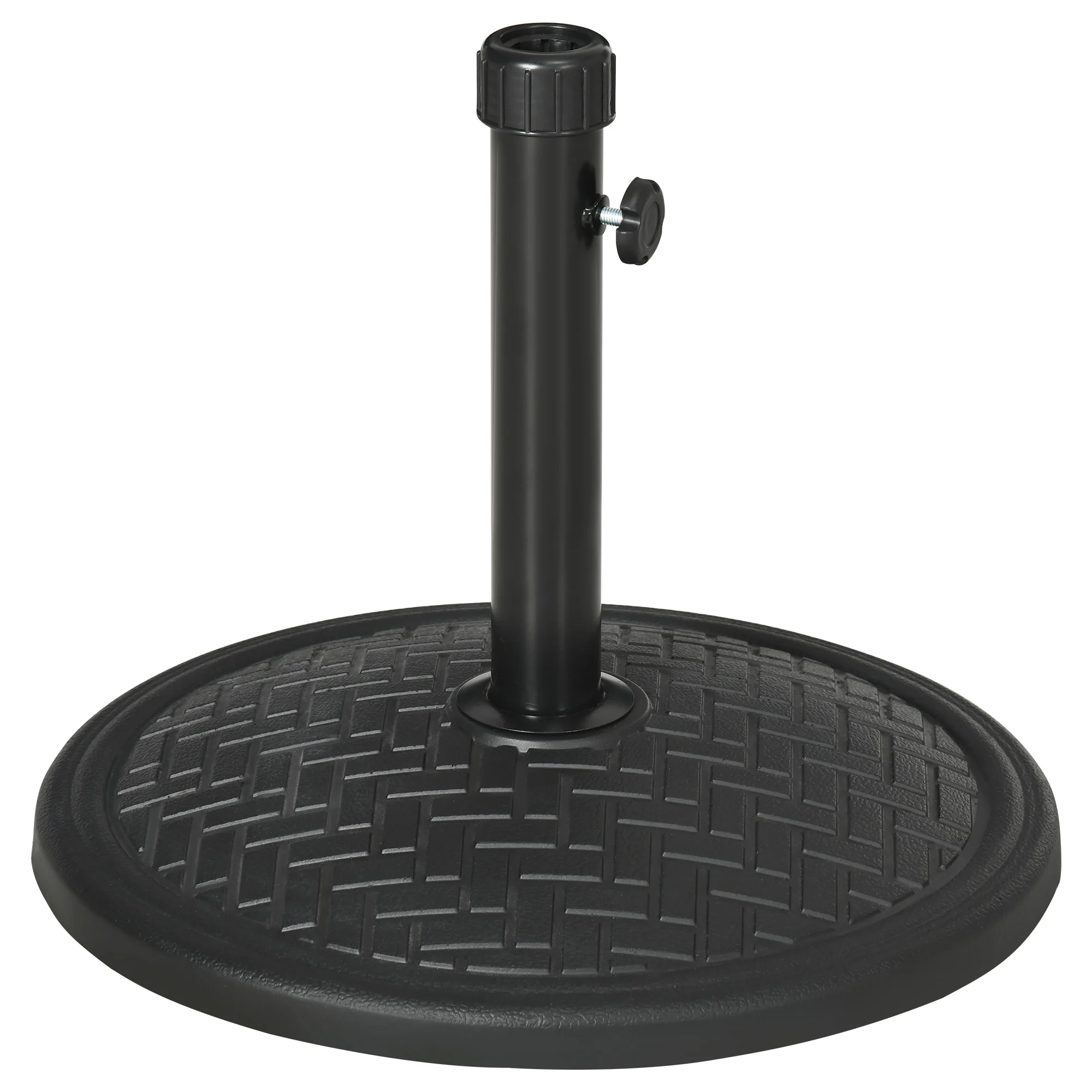 Base de concreto para guarda-sol Outsunny, 14 kg, compatível com mastros de 32 a 38 mm de diâmetro, ideal para jardim, terraço e pátio, 46 x 34 cm, preta.